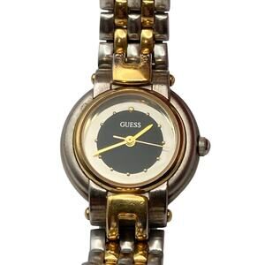 VTG Guess Women's Watch 25mm New Battery Wrist 4.75-5 Black Gold Silver Tones